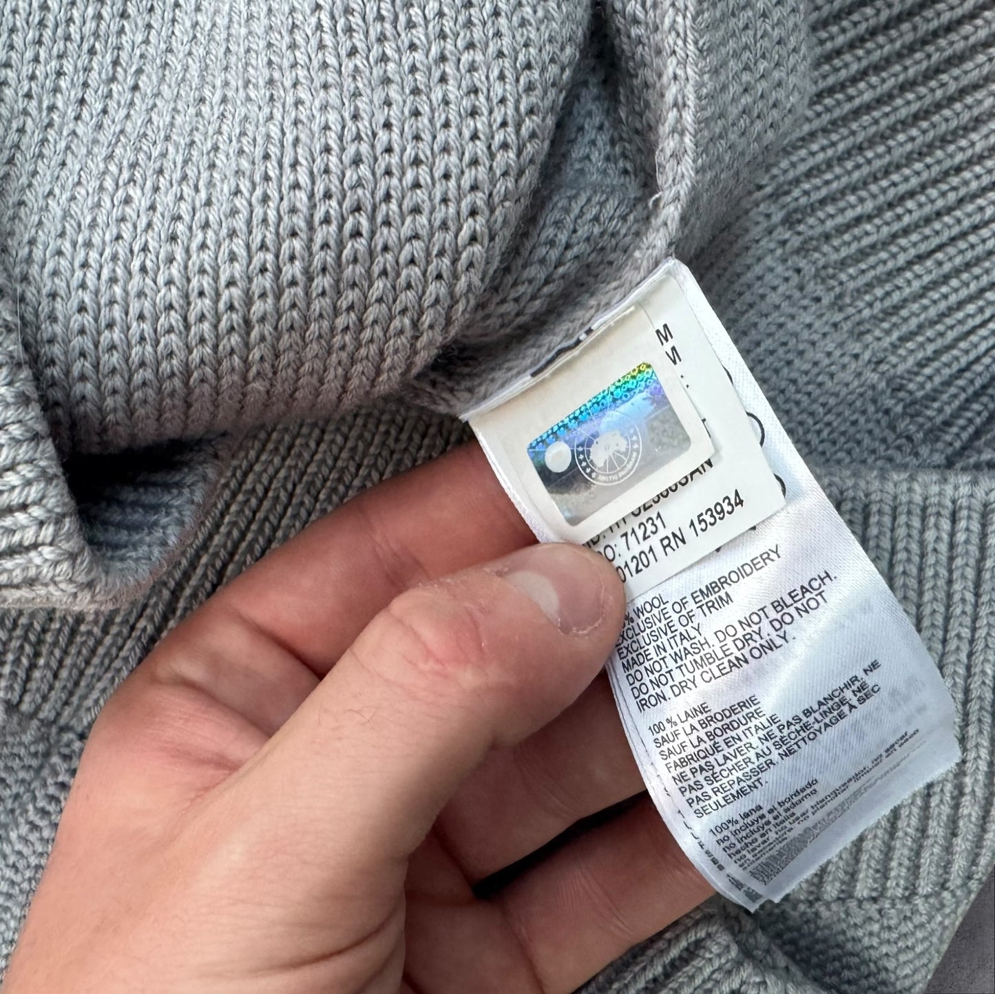 Canada Goose Merino Wool Patterson Jumper Grey Size medium RRP £400+
