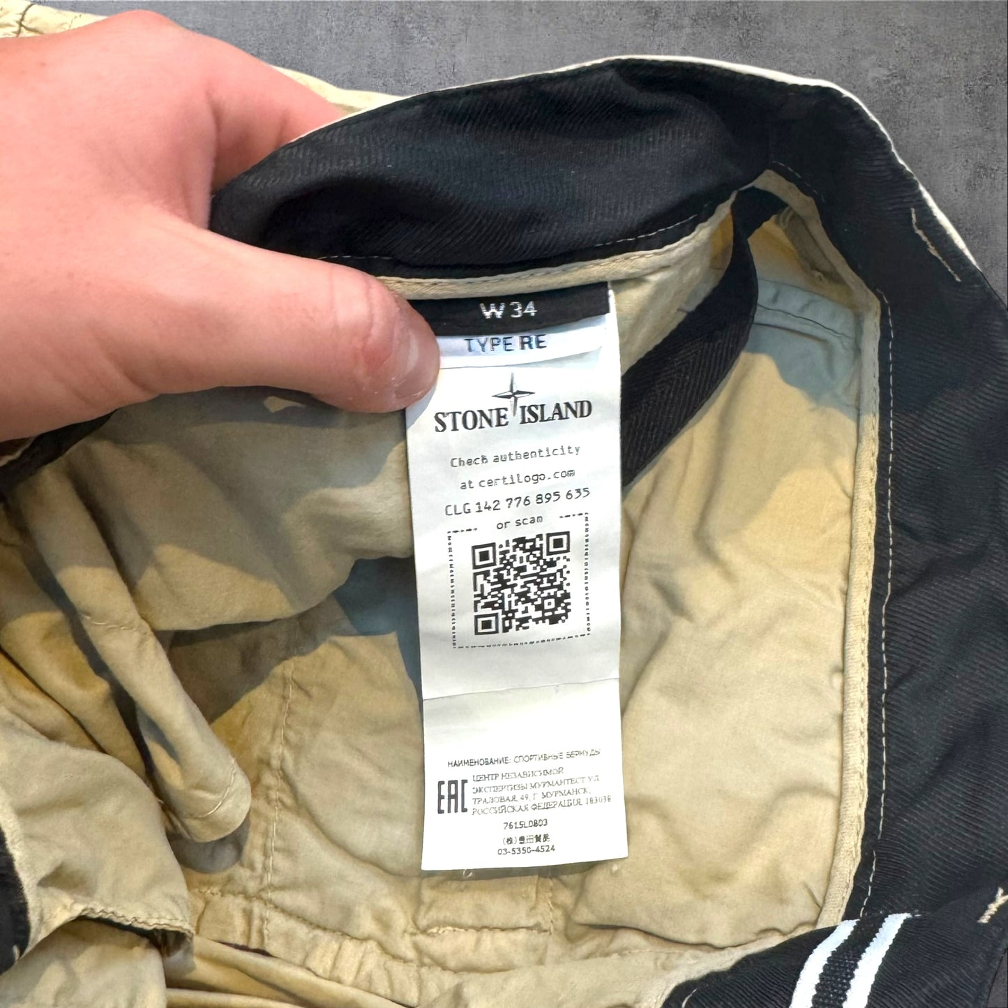 Stone Island Cargo Shorts Beige Size 34W RRP £320
