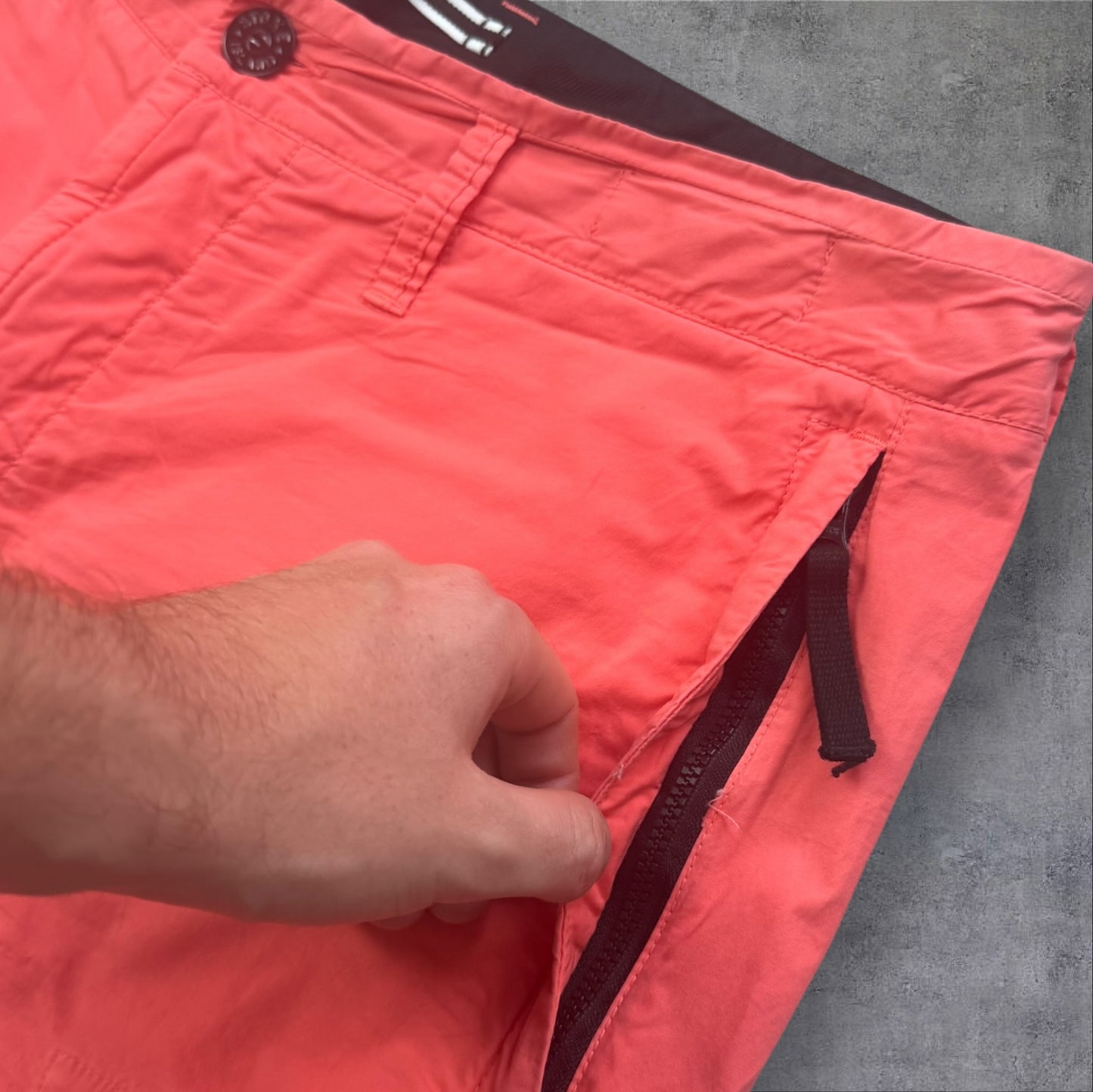 Stone Island Cargo Shorts Coral Orange Newer Season Size 34W RRP £325
