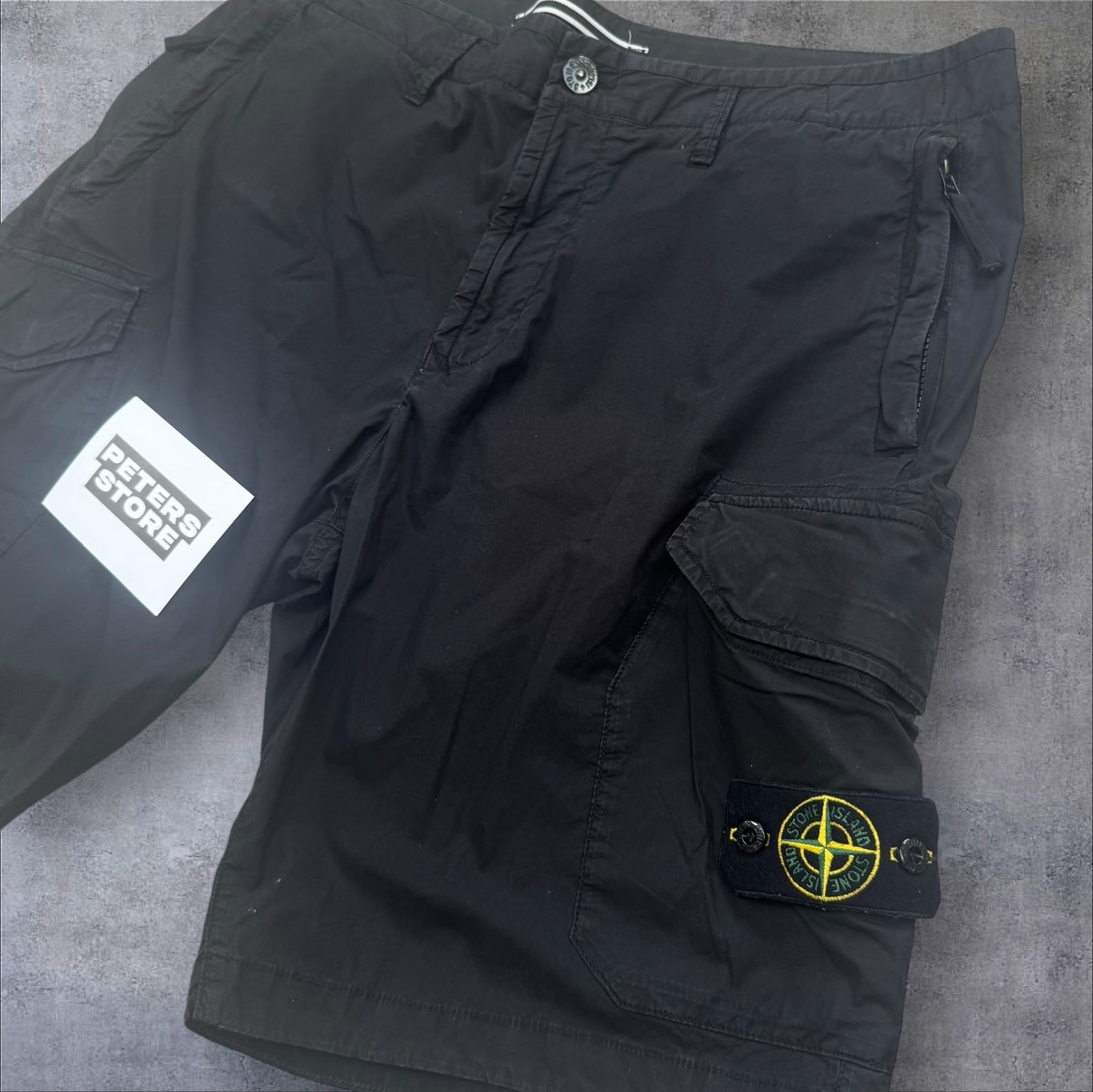 Stone Island Cargo Shorts Black Size 36W RRP £325