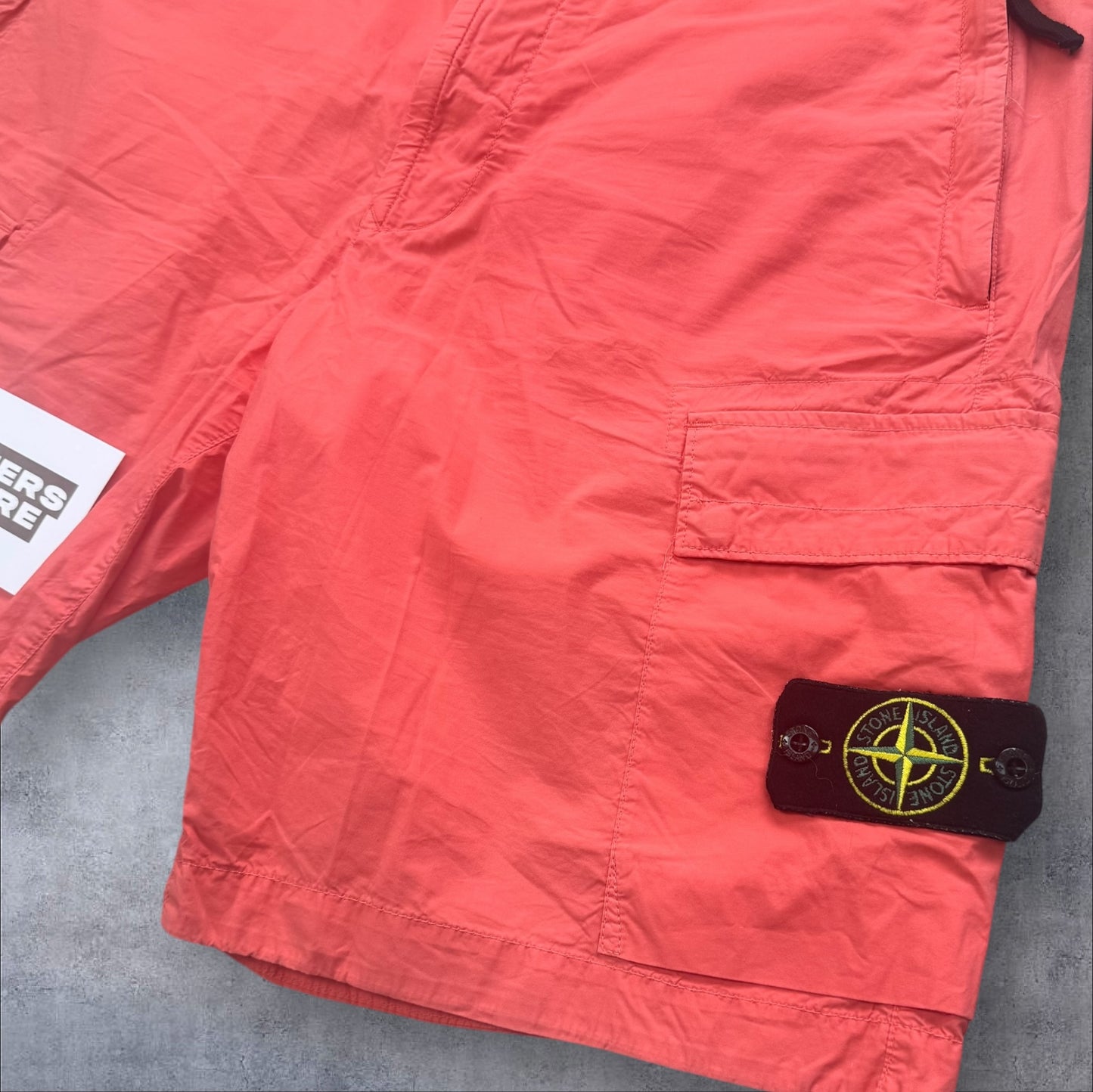 Stone Island Cargo Shorts Coral Orange Newer Season Size 34W RRP £325