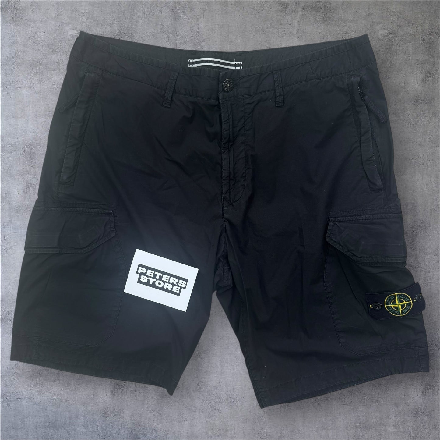 Stone Island Cargo Shorts Black Size 36W RRP £325