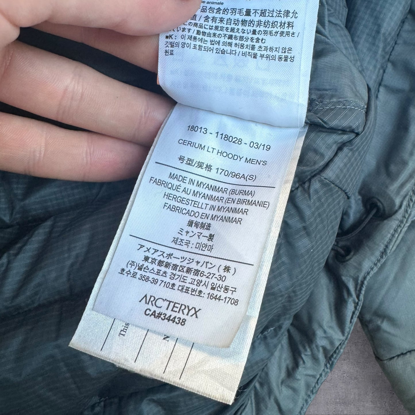 Arc’teryx Cerium Down Puffer Grey Men’s Small RRP £400+