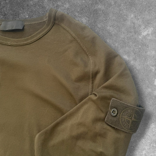Stone Island Ghost Piece Crewneck Sweatshirt Khaki Men's Large