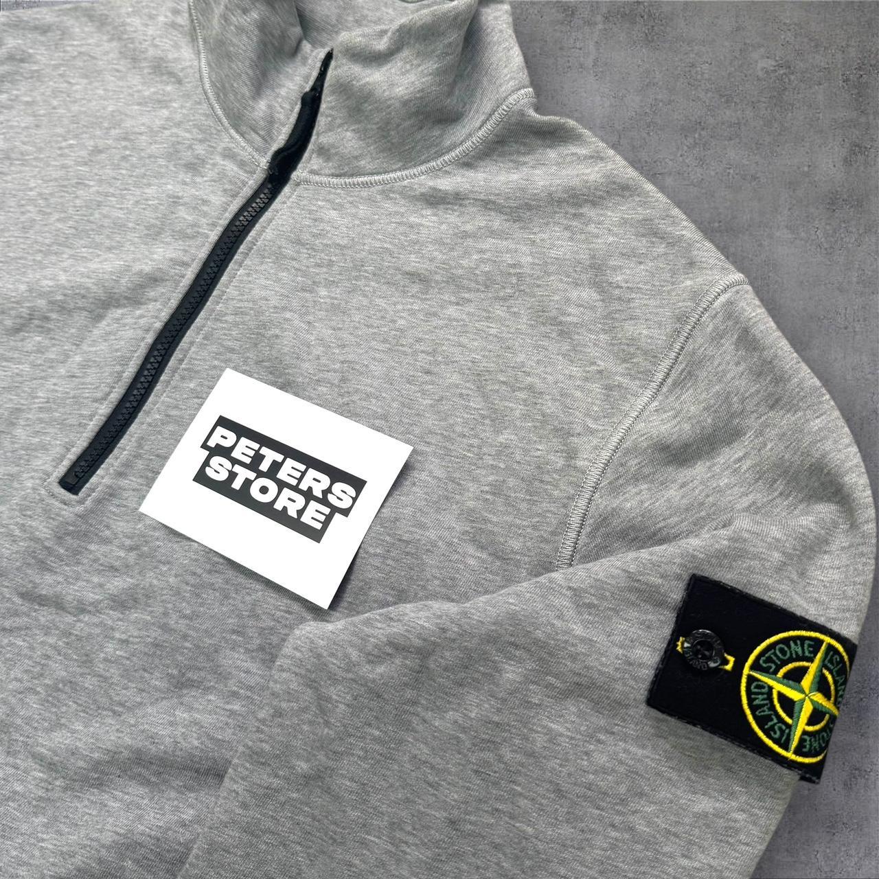 Stone Island Quarter Zip Sweatshirt Men’s XL Grey Badge Sleeve Jumper RRP £265