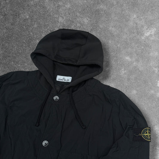 Stone Island Naslan Light Hooded Overshirt Polartec Alpha Black Fits Large AW21 RRP £465+