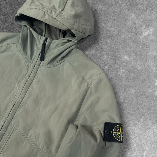 Stone Island Soft Shell-R Hooded Jacket Sage Green Men's Medium