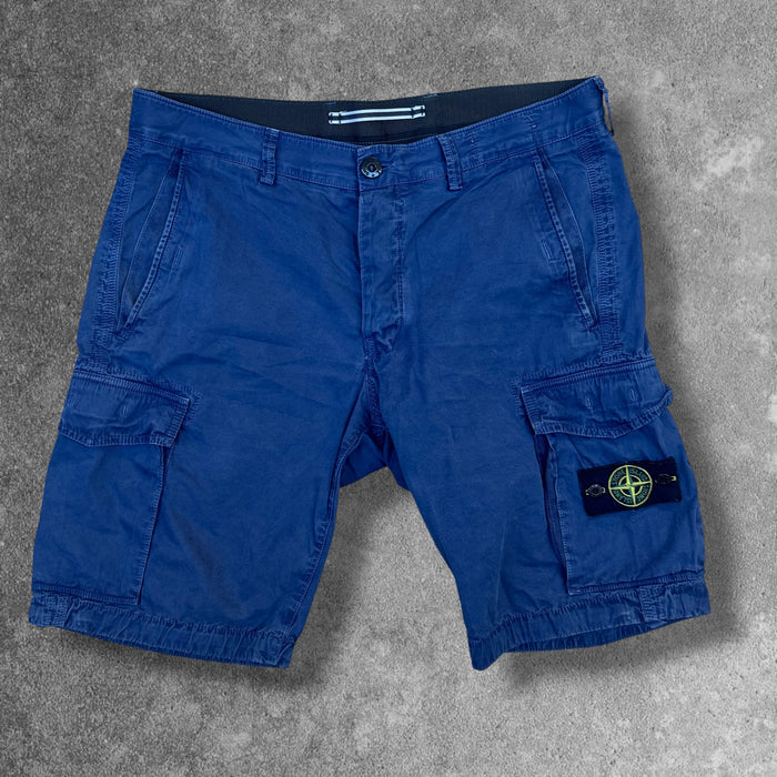 Stone Island Garment Dyed Cargo Shorts Blue 34W RRP £285