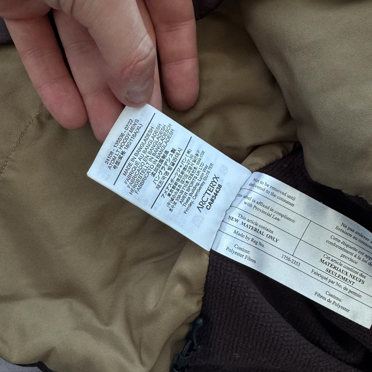 Arcteryx Atom LT Jacket XL Brown 2022 Model RRP £260