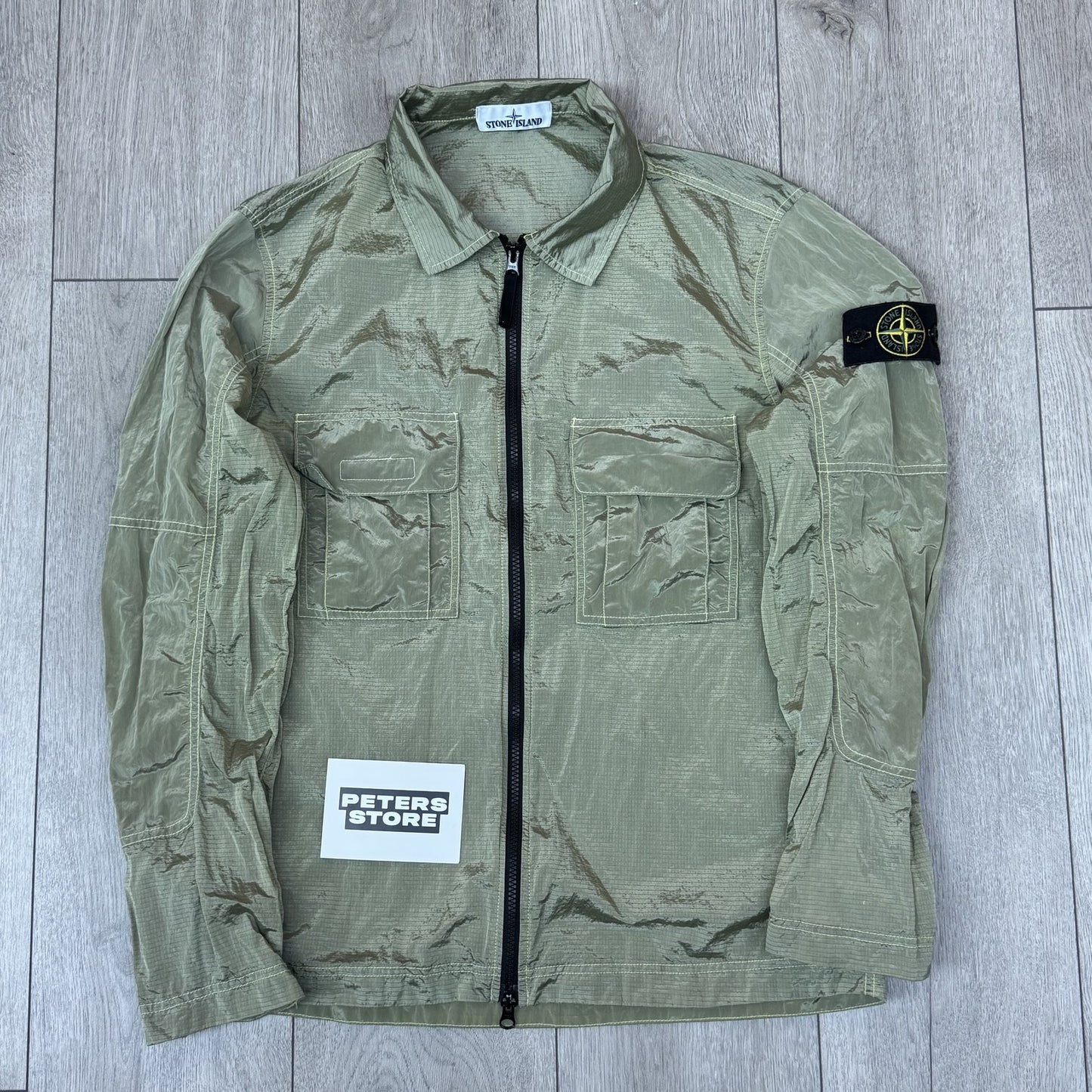 Stone Island Nylon Metal Rip Stop Overshirt Jacket Medium Green £250