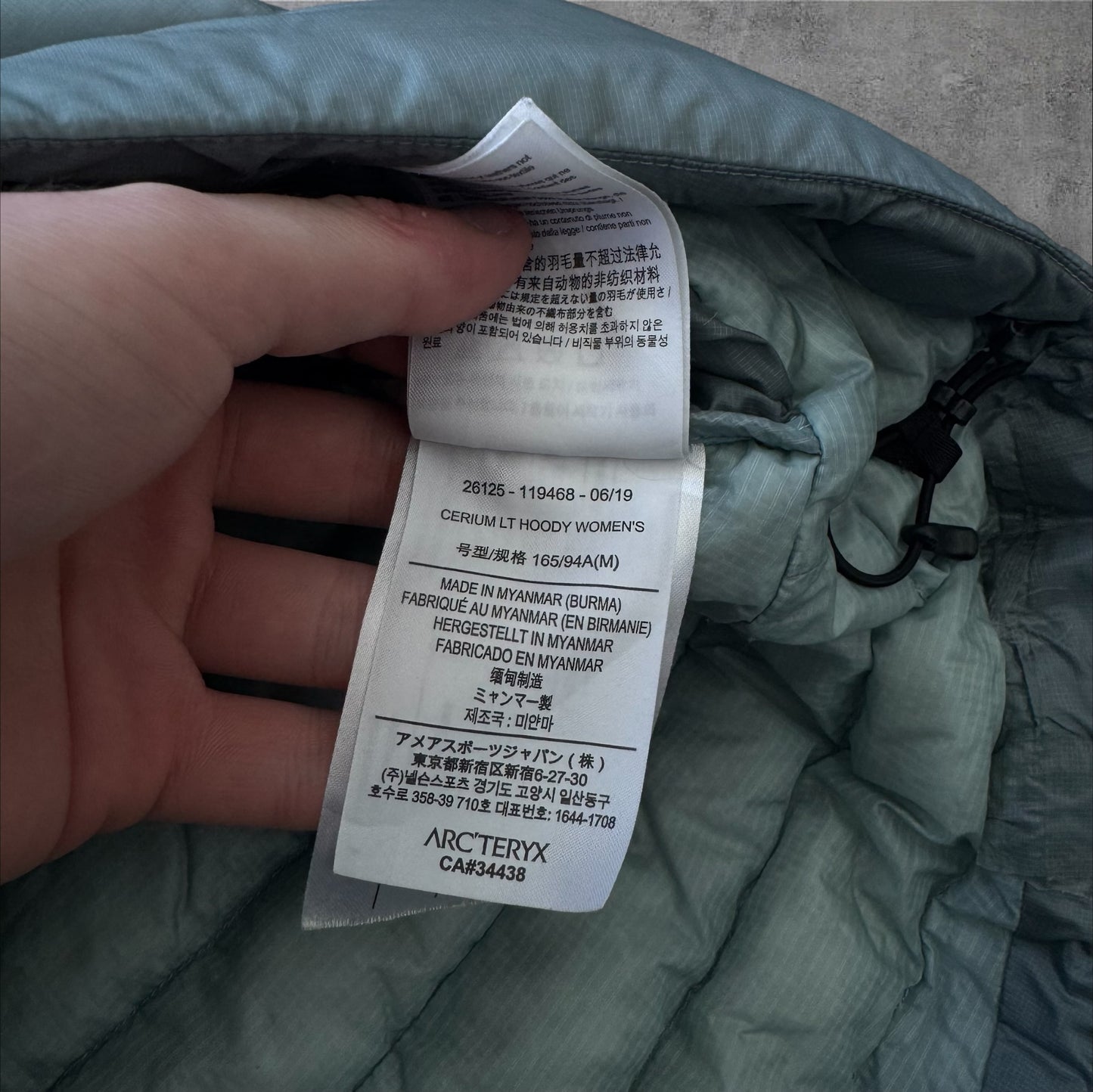 Arcteryx Cerium LT Down Jacket Silver Women’s Medium RRP £380