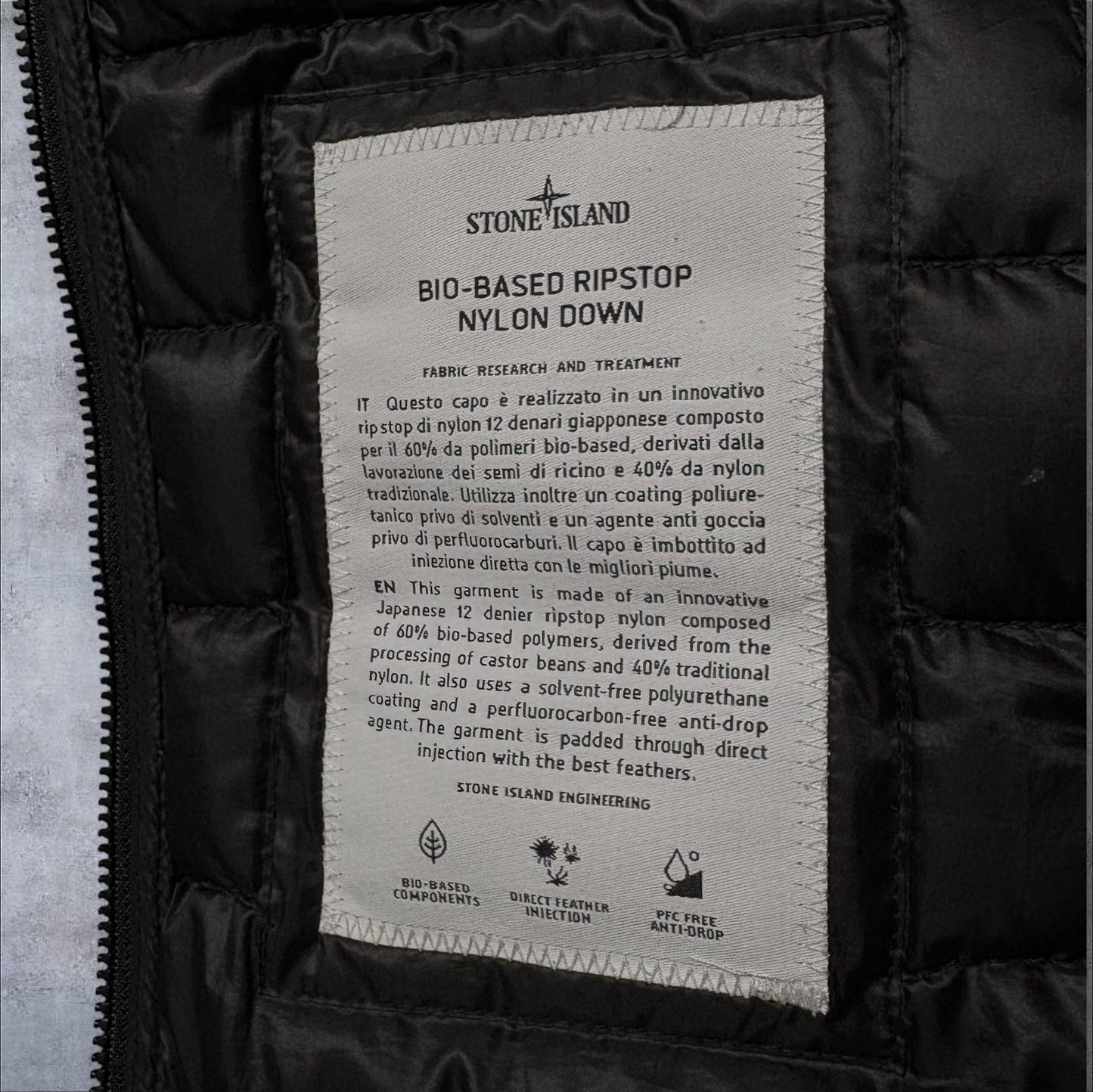 Stone Island Bio Based Puffer Jacket Black Size Small RRP £825