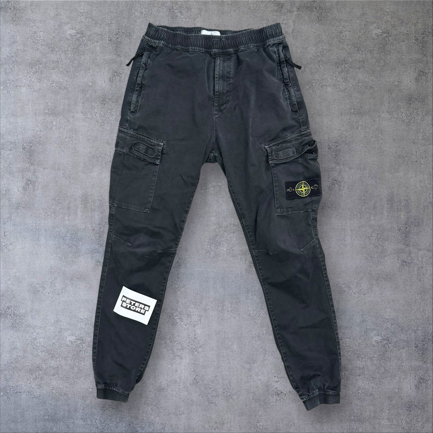 Stone Island Grey Wash Elasticated Waist Cargos 30W RRP £350