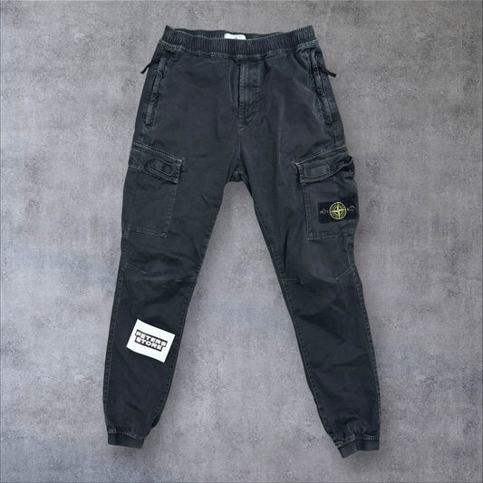 Stone Island Grey Wash Elasticated Waist Cargos 30W RRP £350