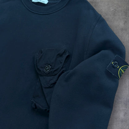 Stone Island Black Sweater with Front Pocket – Large RRP £325+