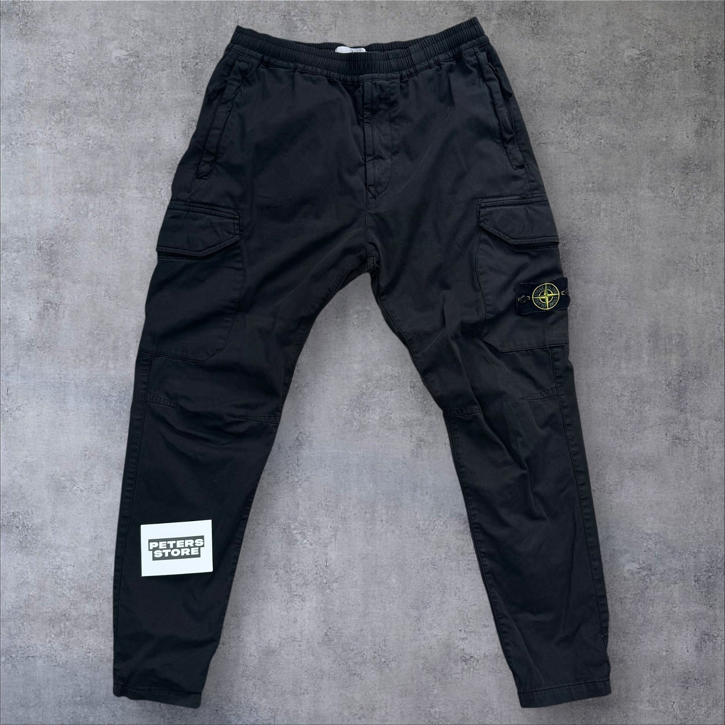 Stone Island Cargos 34W Black Elastic Waist RRP £395