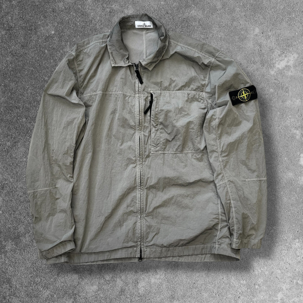 Stone Island grey-khaki Nylon Metal overshirt front