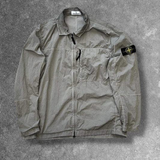Stone Island grey-khaki Nylon Metal overshirt front