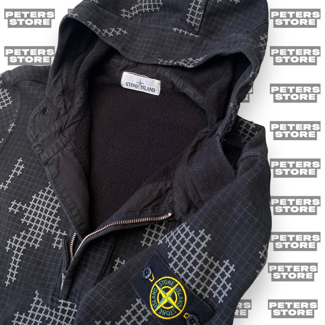 Stone Island Grid Pattern Hoodie Jumper