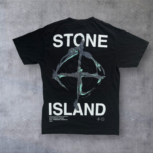 Stone Island T-Shirt Black Back Graphic Size Small RRP £200+