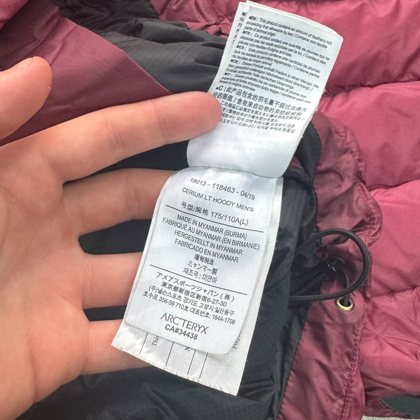 Arcteryx Cerium LT Puffer Jacket Mens Large RRP £350
