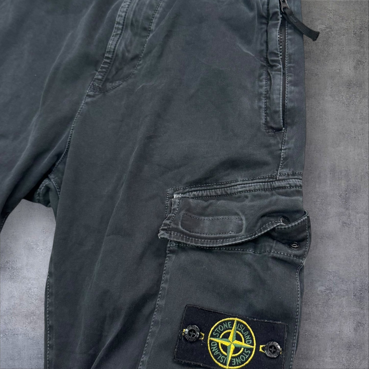 Stone Island Grey Wash Elasticated Waist Cargos 30W RRP £350