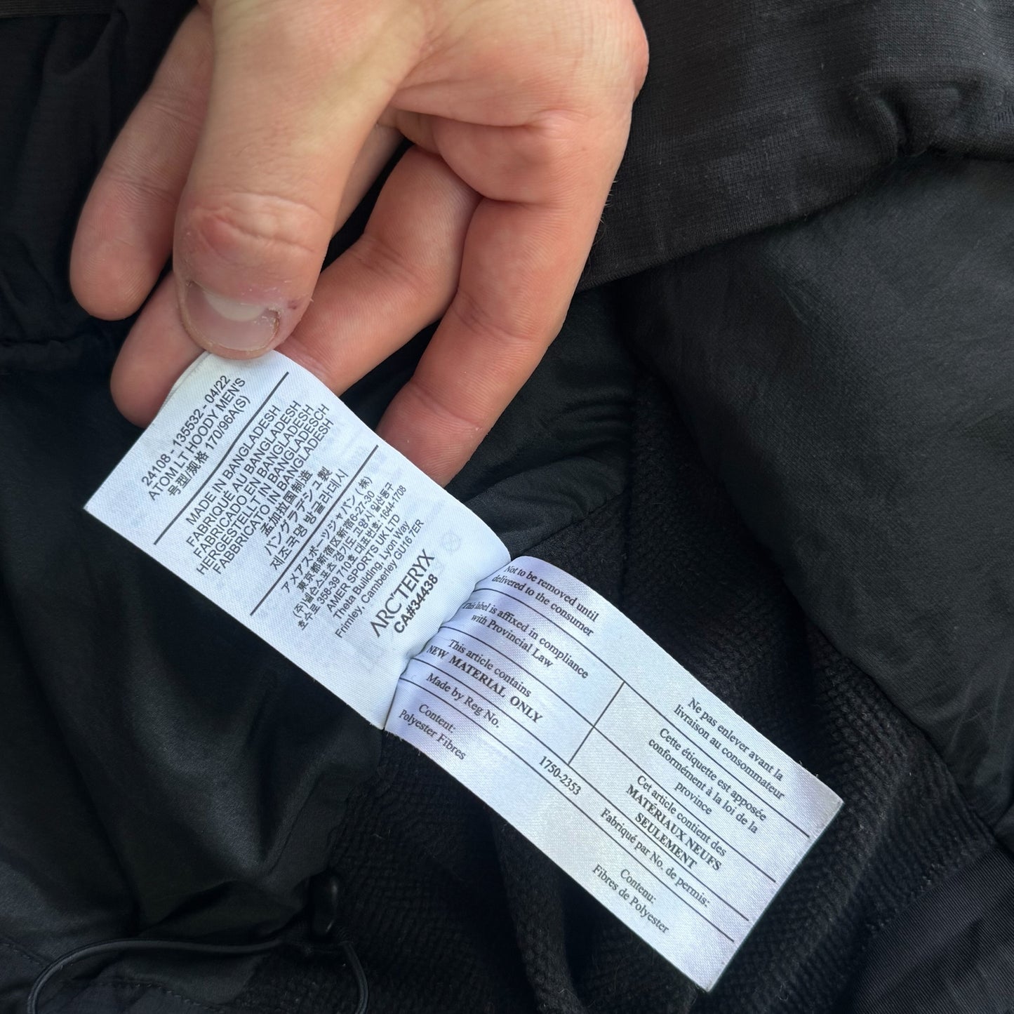 Arc'teryx Atom LT Jacket Small Black Insulated RRP £280