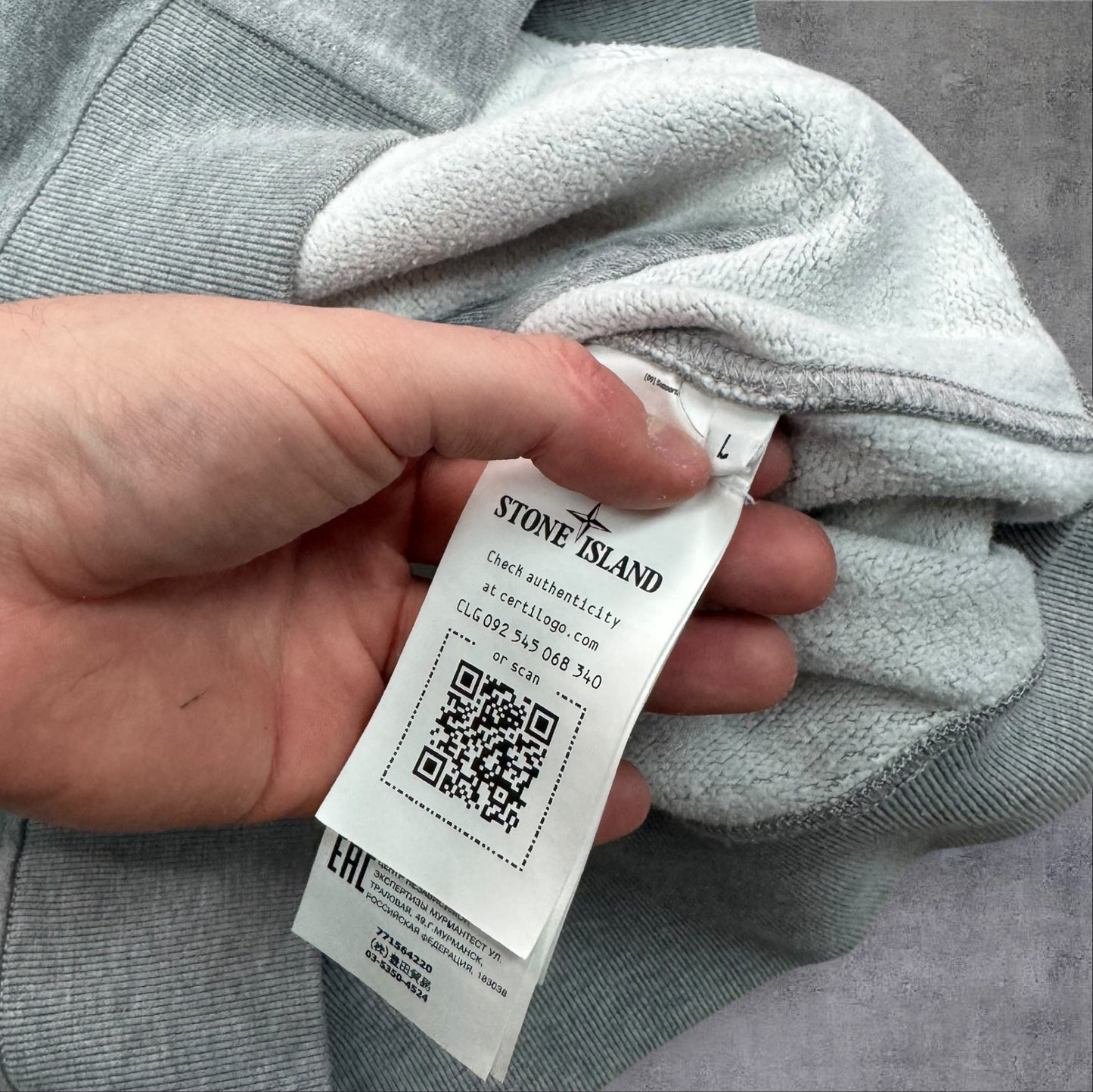 Stone Island Grey Zip Up Hoodie Large RRP £300