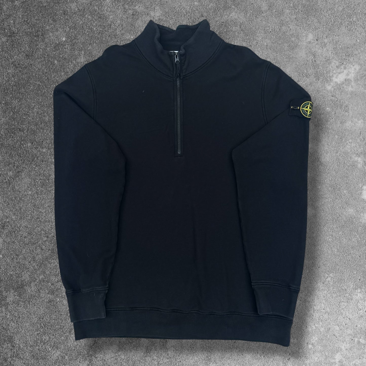 Stone Island Quarter Zip Cotton Pullover Black Size XXL RRP £245