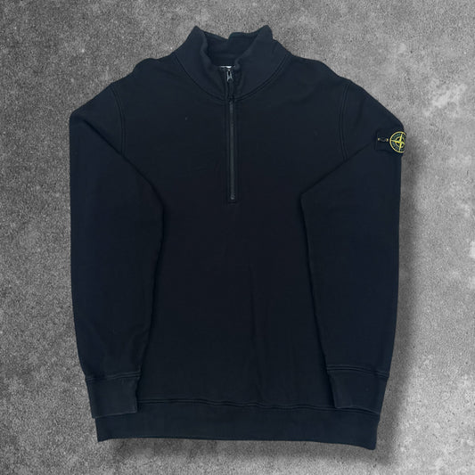 Stone Island Quarter Zip Cotton Pullover Black Size XXL RRP £245