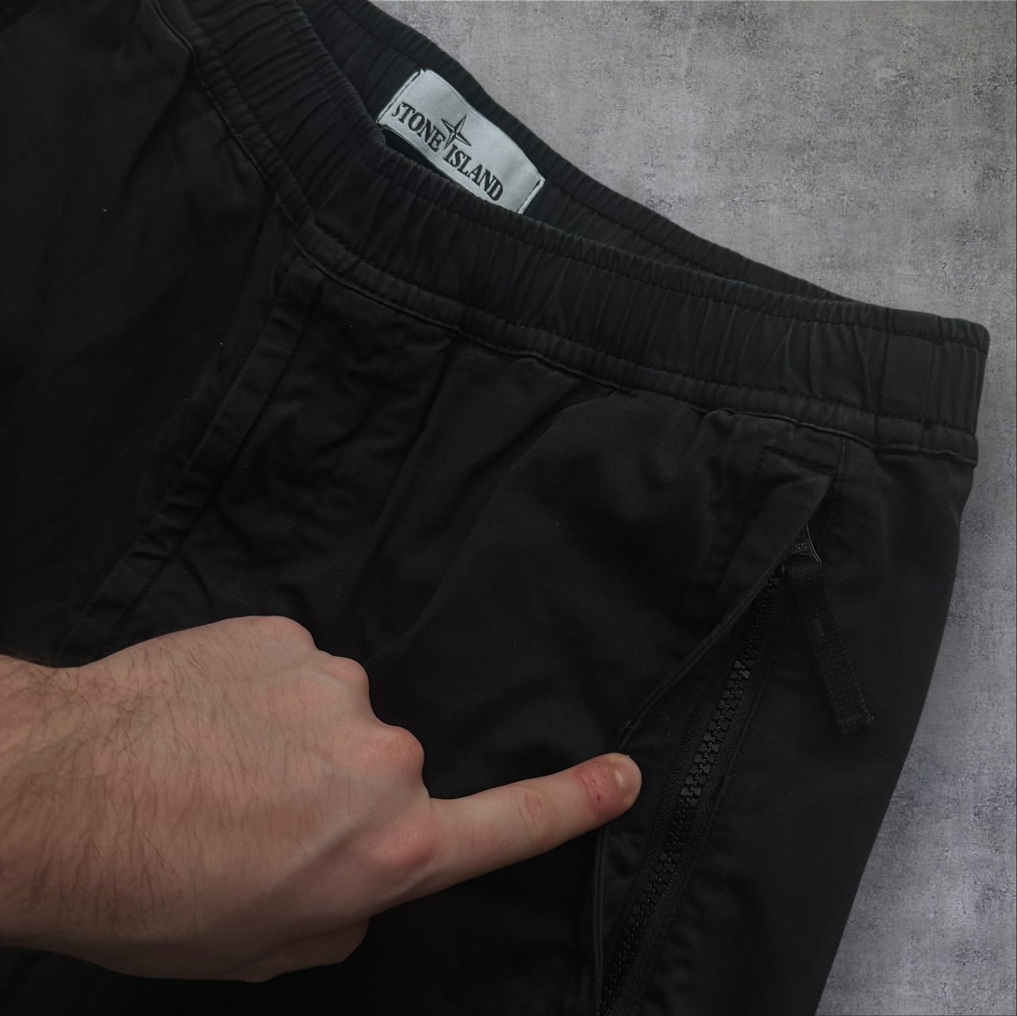 Stone Island Elasticated Cargo Trousers Black Size 32 Waist RRP £450