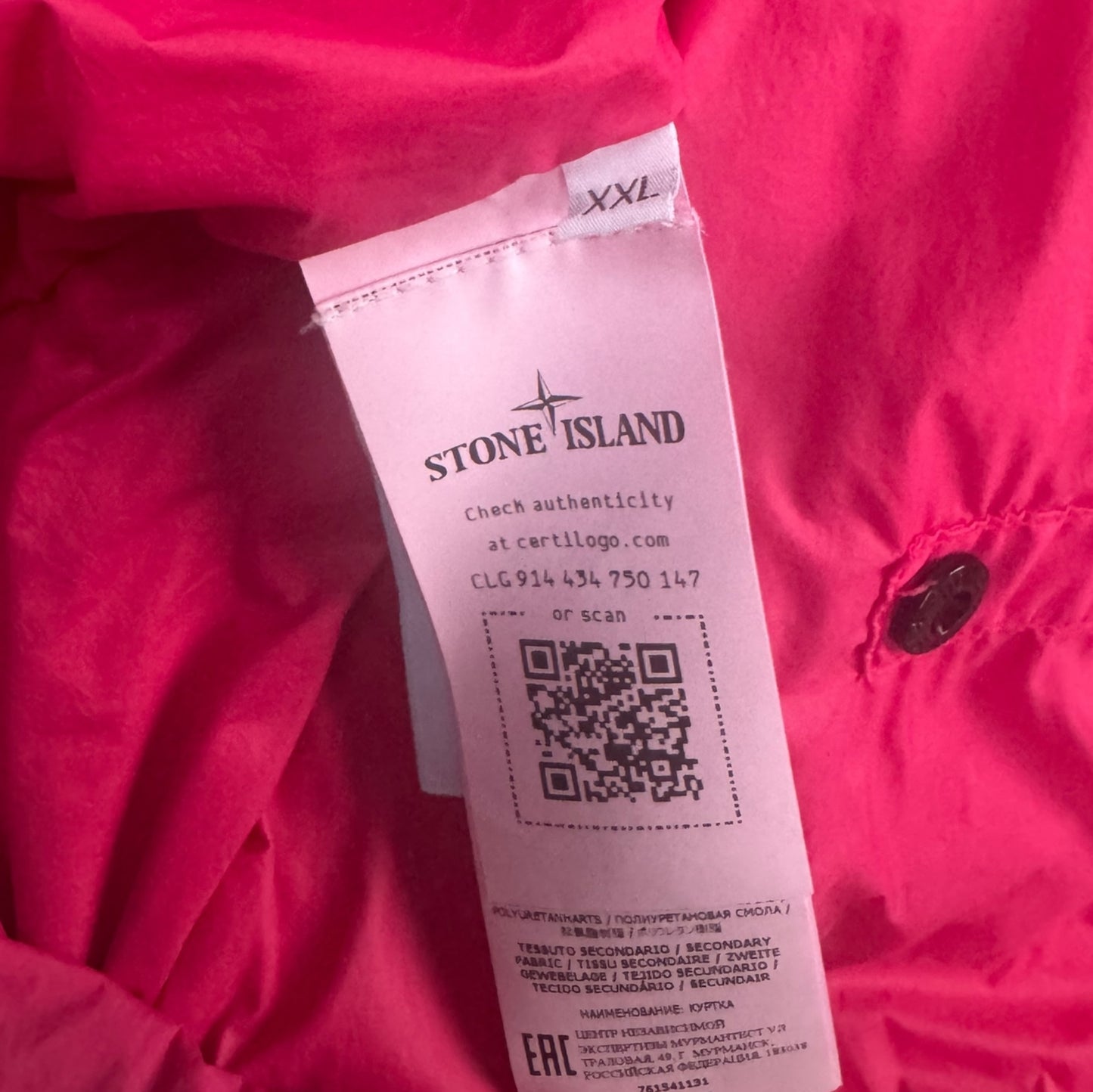 Stone Island Skin Touch Jacket Rose Pink XXL RRP £750