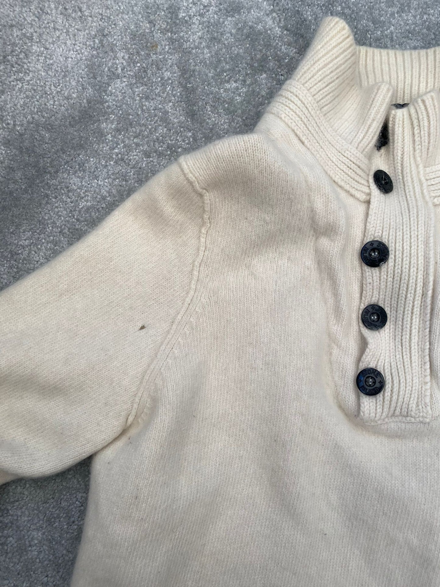 Stone Island Cream Knit Quarter Zip