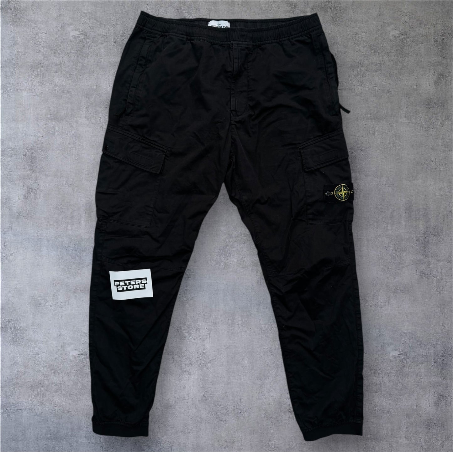 Stone Island Black Elasticated Waist Cargos 38W RRP £375