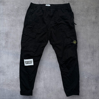 Stone Island Black Elasticated Waist Cargos 38W RRP £375