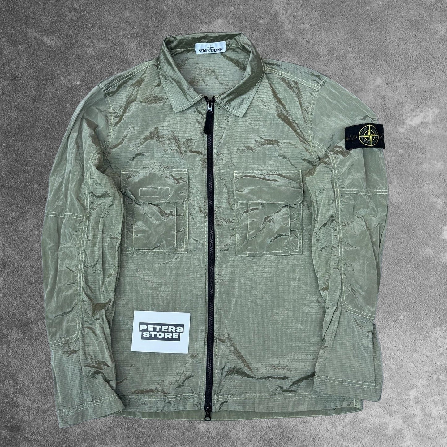 Stone Island Nylon Metal Rip Stop Overshirt Jacket Medium Green £250