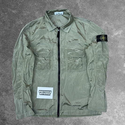 Stone Island Nylon Metal Rip Stop Overshirt Jacket Medium Green £250