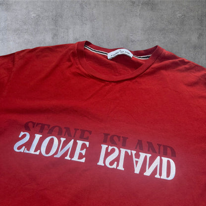 Stone Island T-Shirt Red Reflective Logo Size Large RRP £195+