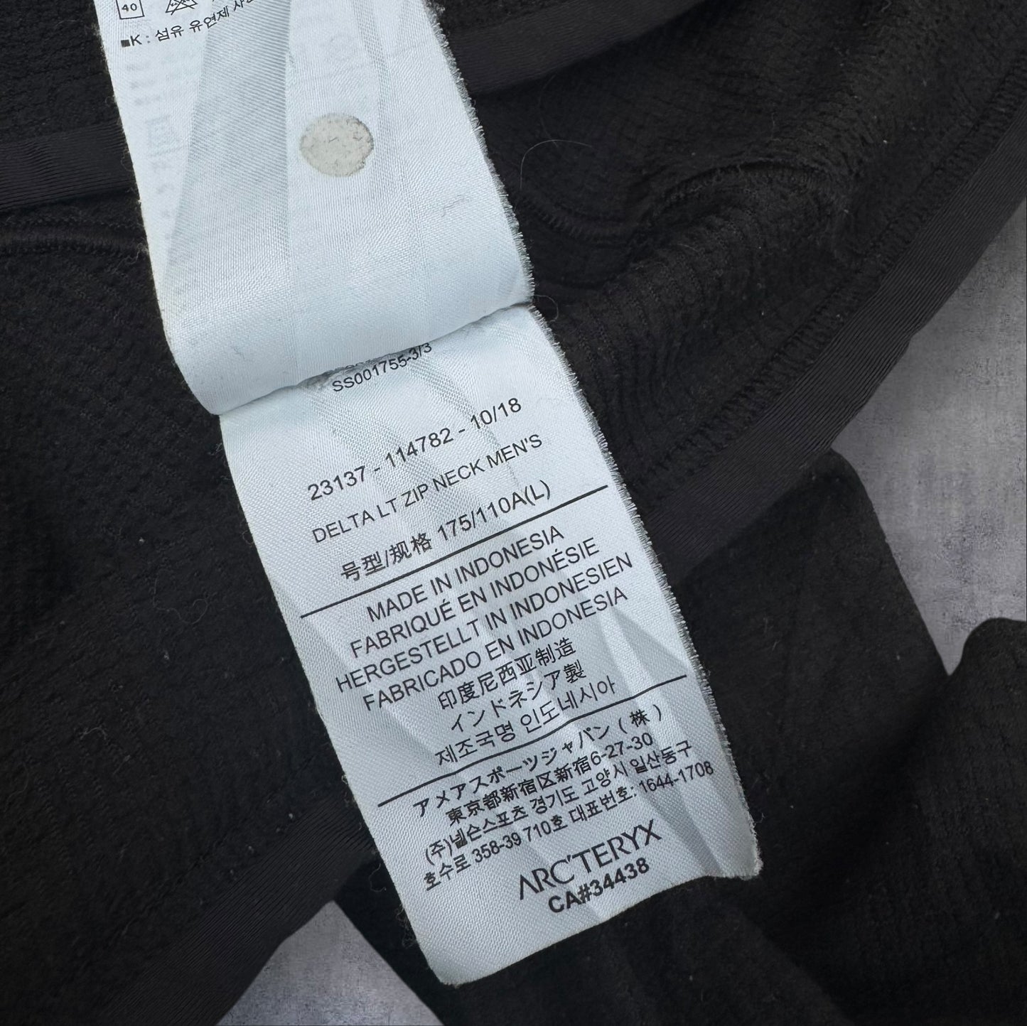 Arc’teryx Delta LT Fleece Black Size Large RRP £140+