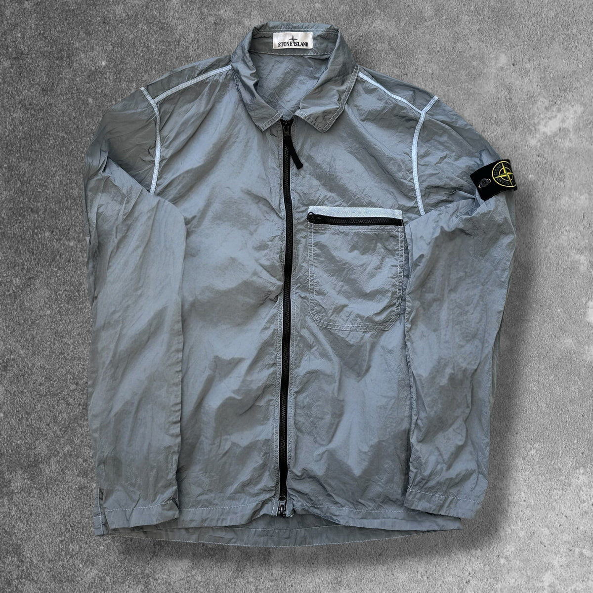 Stone Island blue Nylon Metal overshirt front