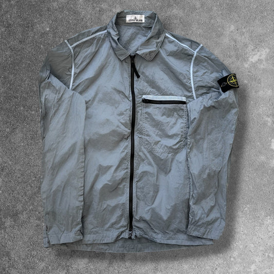 Stone Island blue Nylon Metal overshirt front