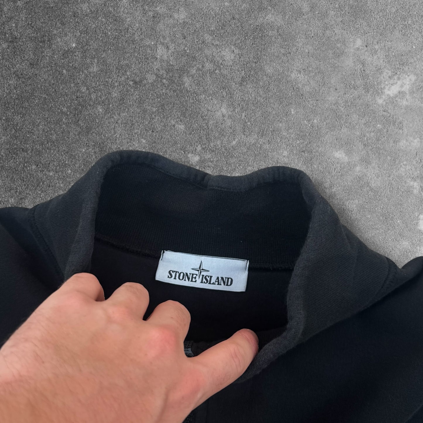 Stone Island Quarter Zip Cotton Pullover Black Size XXL RRP £245