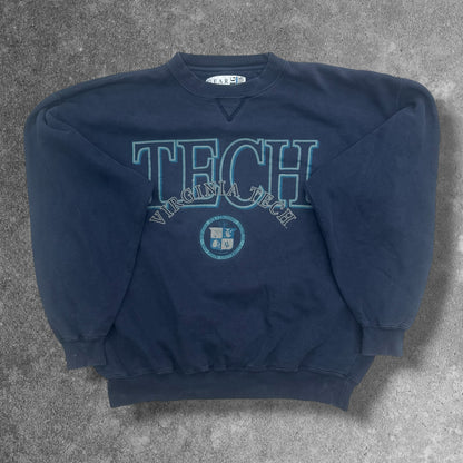 Vintage Gear for Sports Virginia Tech Crewneck Navy Large RRP £60