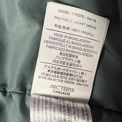 Arcteryx Proton LT Jacket Charcoal Grey Size XL RRP £290