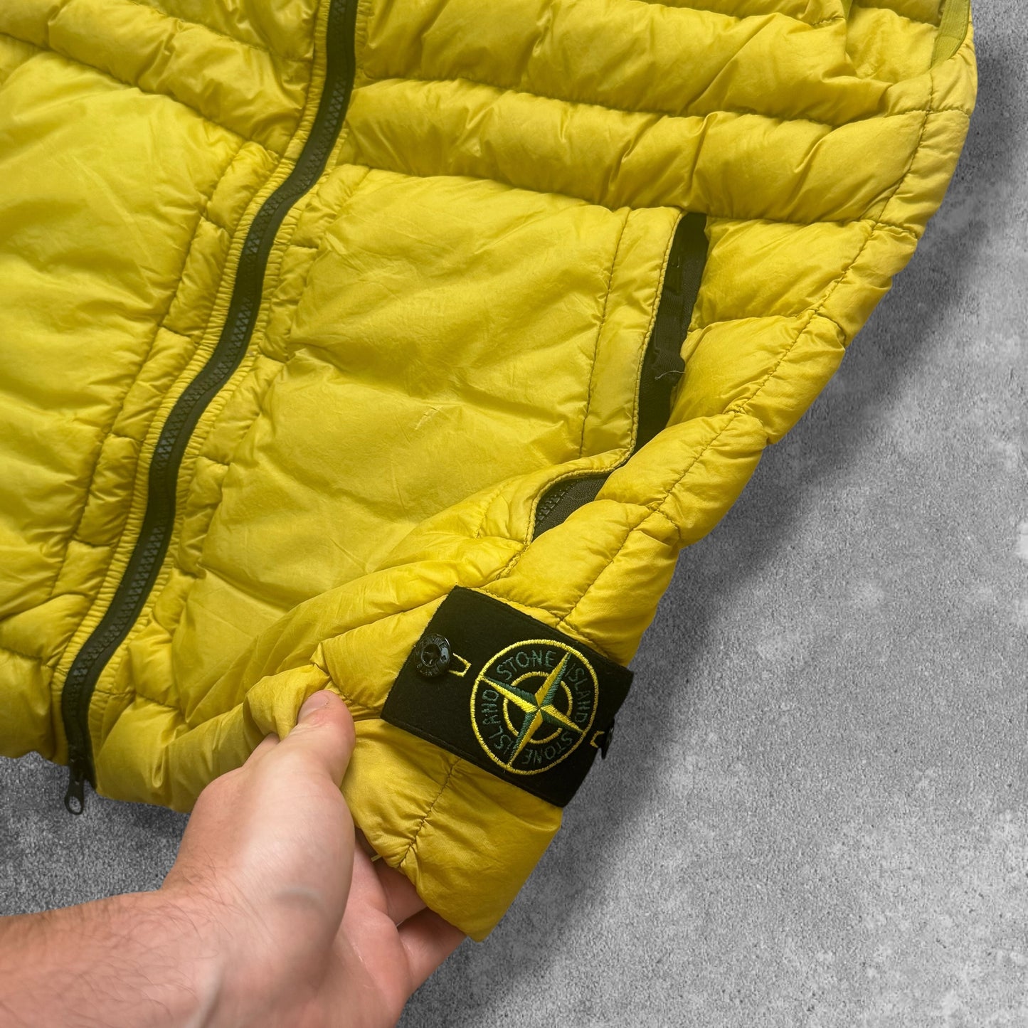 Stone Island Micro Yarn Down Gilet Yellow RRP £450