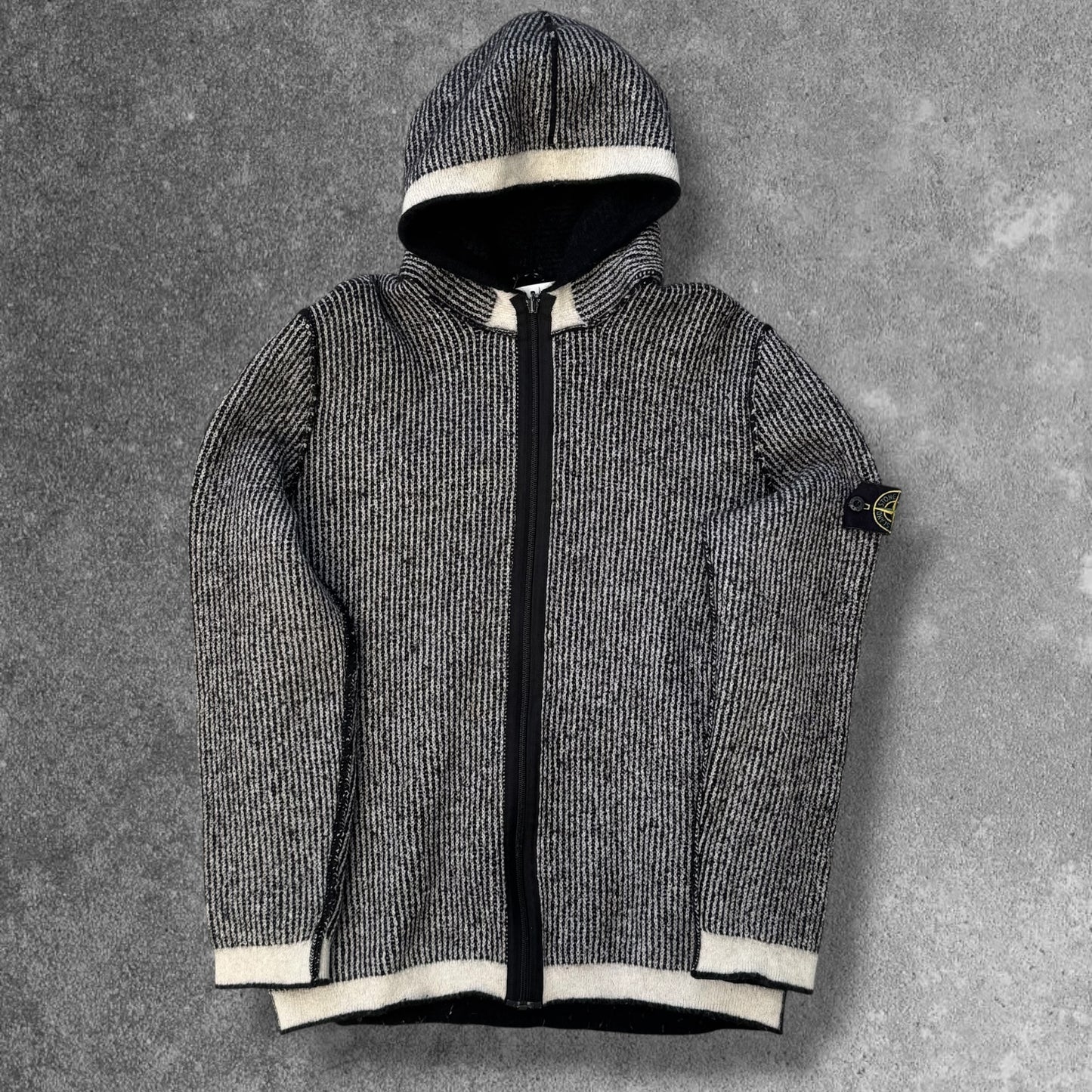 Stone Island Striped Knit Zip Hooded Jumper XL Rare RRP £360