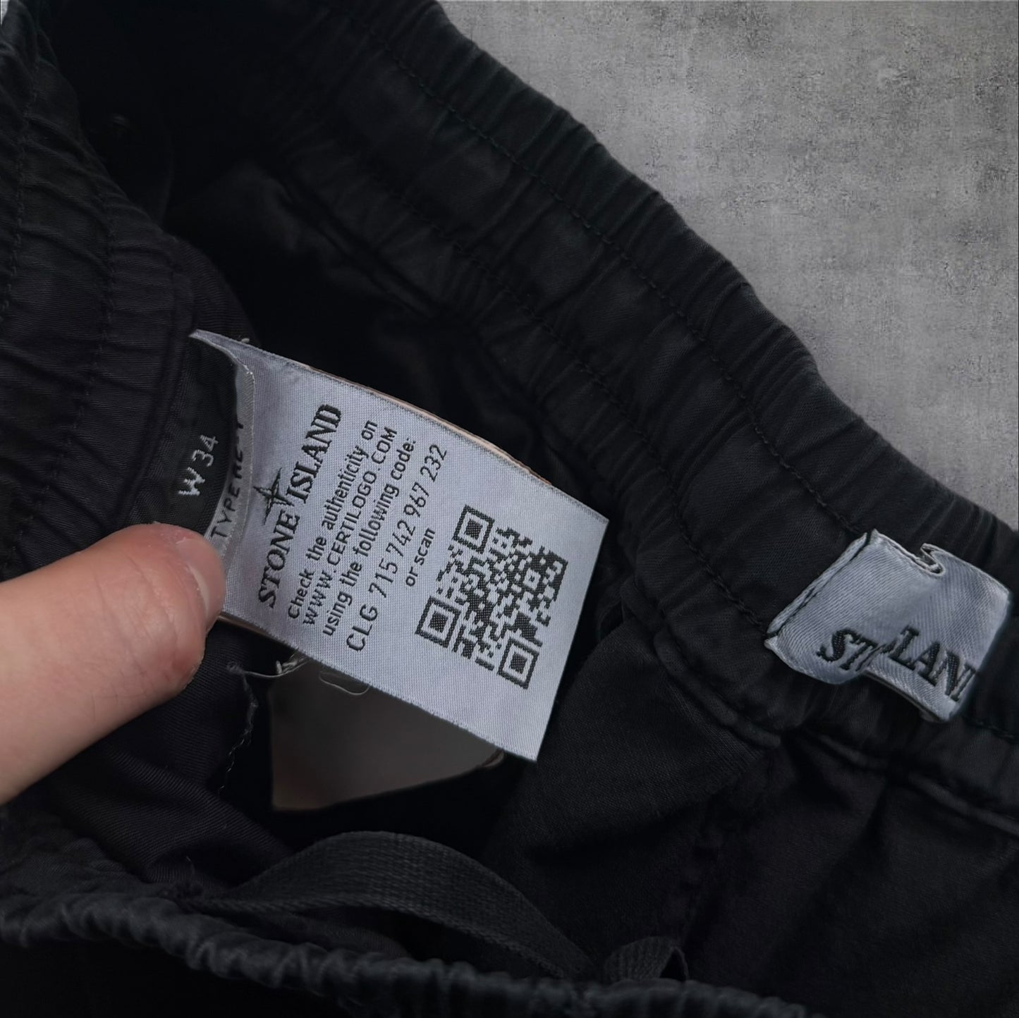 Stone Island Cargos 34W Black Elastic Waist RRP £395