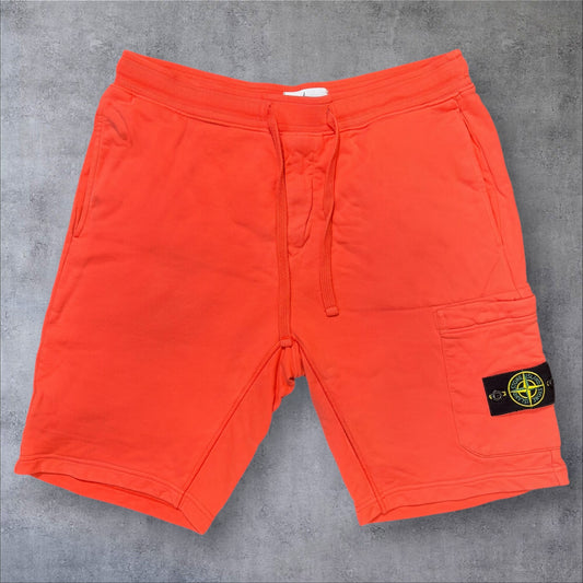 Stone Island Fleece Bermuda Shorts Large Neon Orange RRP £295