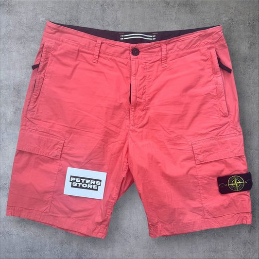 Stone Island Cargo Shorts Coral Orange Newer Season Size 34W RRP £325