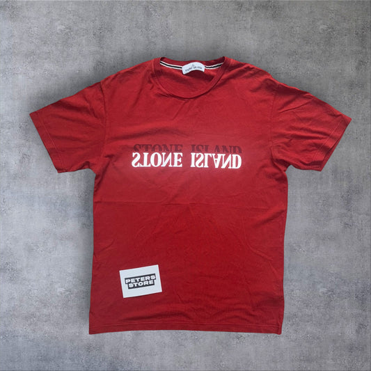 Stone Island T-Shirt Red Reflective Logo Size Large RRP £195+